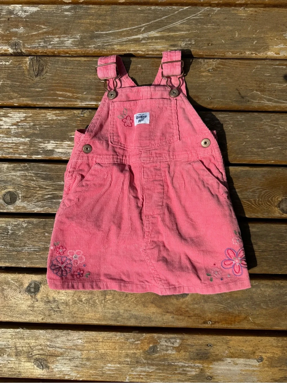 Kids Pink Corduroy Overall Dress